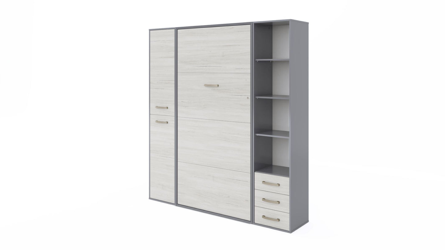 Maxima House Invento Vertical Murphy bed Bed, European Twin Size with 2 cabinets