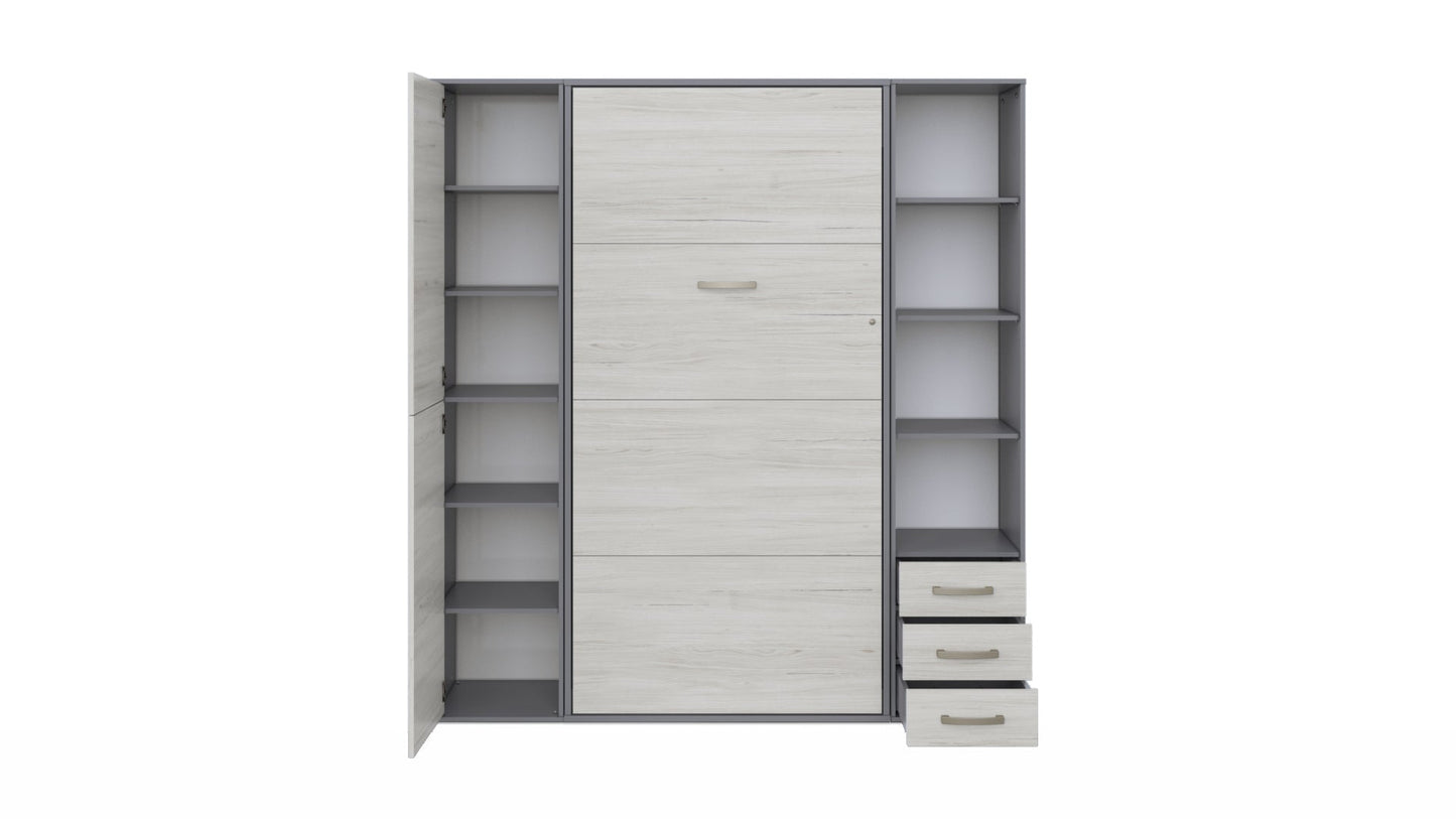 Maxima House Invento Vertical Murphy bed Bed, European Twin Size with 2 cabinets