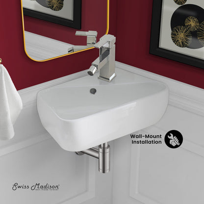 Swiss Madison Plaisir 18 x 11 Ceramic Wall Hung Sink with Right Side Faucet Mount
