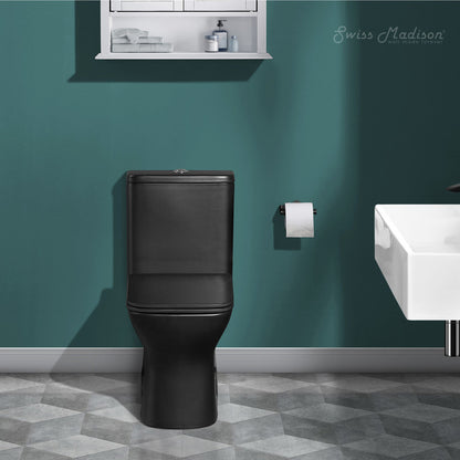 Swiss Madison Carre One Piece Square Toilet Dual Flush 1.1/1.6 gpf with 10" Rough-In, Matte Black