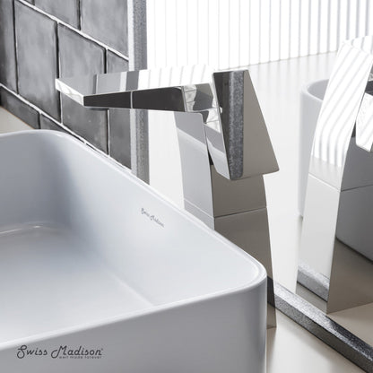 Swiss Madison Carre Single Hole, Single-Handle, High Arc Bathroom Faucet in Chrome
