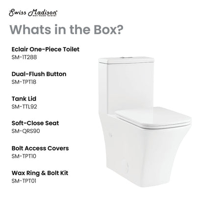 Swiss Madison Eclair One-Piece Square Toilet Dual-Flush 0.8/1.28 gpf
