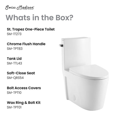 Swiss Madison St. Tropez One-Piece 10" Rough-in 1.28 GPF Left Flush Elongated Toilet in Glossy White