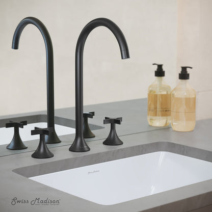 Swiss Madison Daxton 8 in. Widespread, Cross Handle, Bathroom Faucet in Matte Black