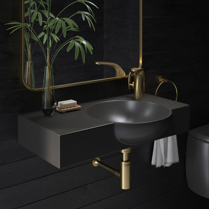 Swiss Madison Chateau 30" Right Side Faucet Wall-Mount Bathroom Sink in Matte Black