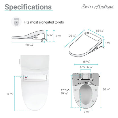 Swiss Madison Virage One-Piece Toilet with Vivante Smart Seat Left Side Flush Handle 1.28 gpf