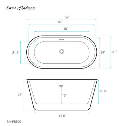 Swiss Madison Claire 60" Freestanding Bathtub