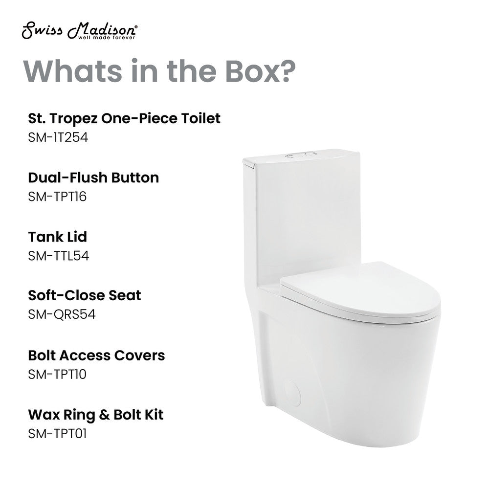 Swiss Madison St. Tropez One-Piece Elongated Toilet Vortex Dual-Flush 1.1/1.6 gpf
