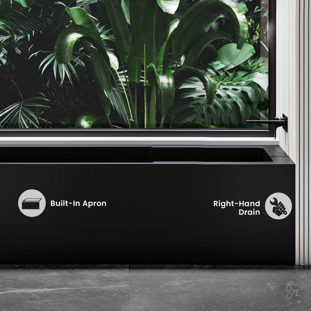 Swiss Madison Voltaire 60" x 30" Right-Hand Drain Alcove Bathtub with Apron in Matte Black