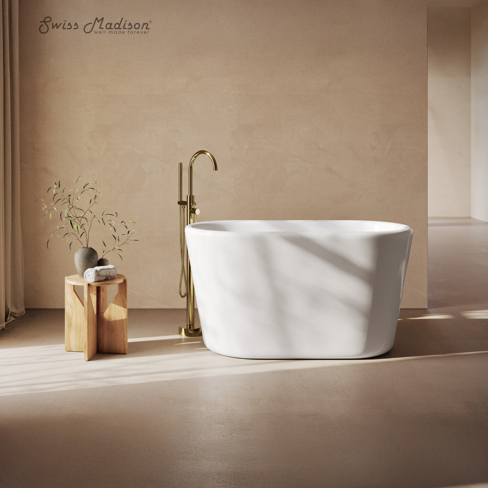 Swiss Madison Nanterre 51" Japanese Soaking Freestanding Bathtub in Glossy White, Drain Included