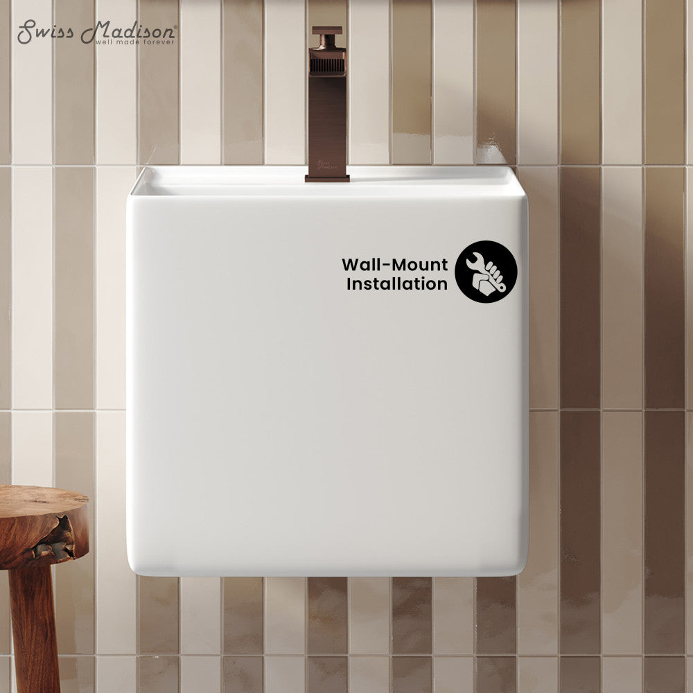 Swiss Madison Pur 16.5" Square Wall-Mount Bathroom Sink