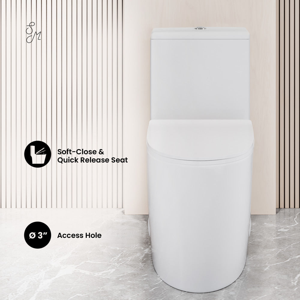 Swiss Madison Dreux High Efficiency One-Piece Elongated Toilet with 0.8 GPF Water Saving Patented Technology