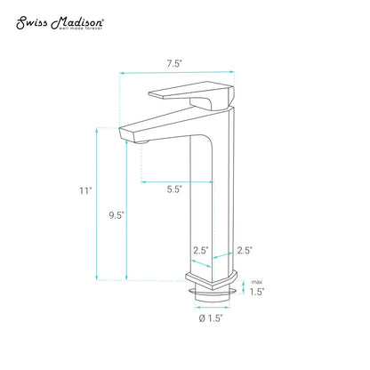 Swiss Madison Voltaire Single Hole, Single-Handle, High Arc Bathroom Faucet in Gunmetal Grey