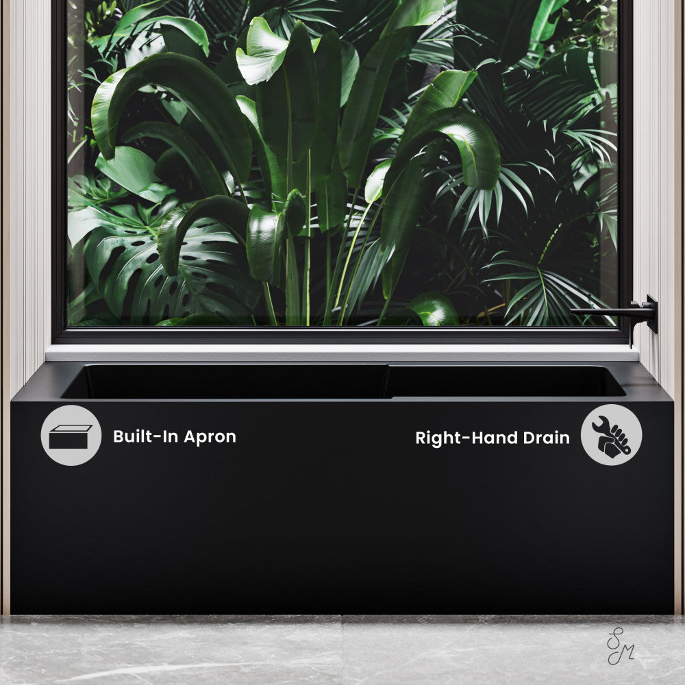 Swiss Madison Voltaire 54" x 30" Right-Hand Drain Alcove Bathtub with Apron in Matte Black