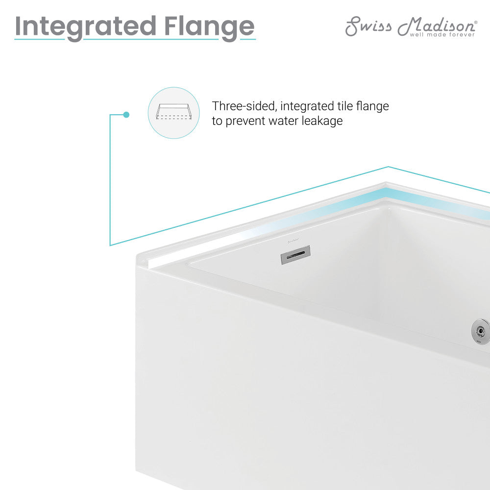 Swiss Madison Avancer 60" x 36" Left-Hand Drain Rectangular Alcove Whirlpool Bathtub with Apron