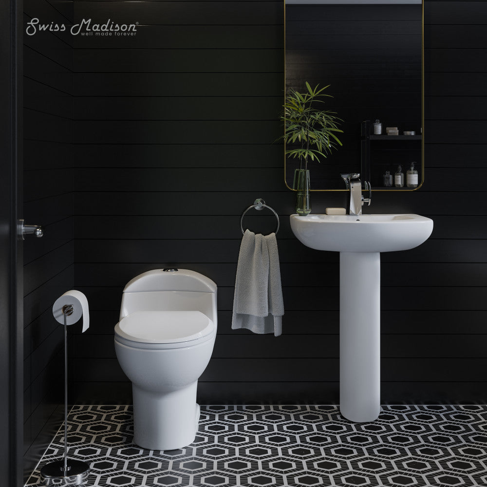 Swiss Madison Chateau Pedestal Bathroom Sink Round Single Faucet Hole