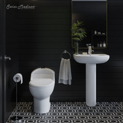 Swiss Madison Chateau Pedestal Bathroom Sink Round Single Faucet Hole