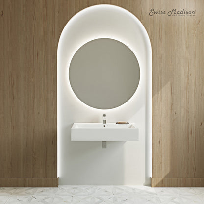 Swiss Madison Voltaire Wide Rectangle Wall-Mount Sink in Shiny White