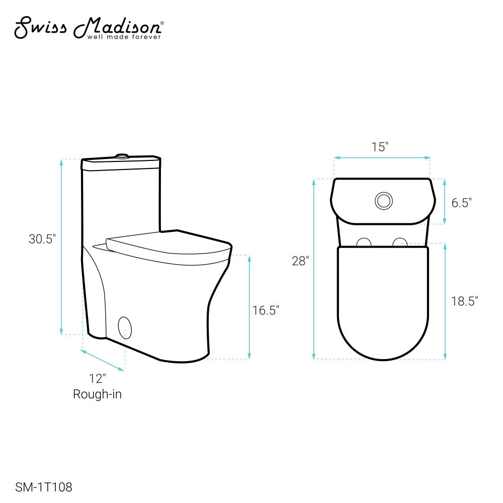 Swiss Madison Monaco One-Piece Elongated Toilet Dual-Flush 1.1/1.6 gpf