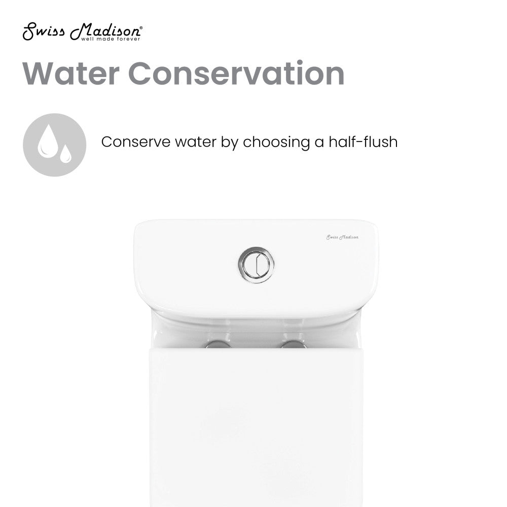 Swiss Madison TWISTER Dual Flush, Cascade One-Piece Compact Toilet, 1.1/1.6 GPF