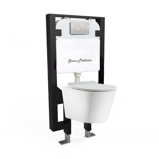 Swiss Madison Swiss Madison Well Made Forever SM-WK465-01C - Calice Wall-Hung Round Toilet Bundle, Glossy White