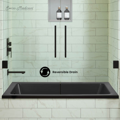 Swiss Madison Voltaire 54" x 30" Reversible Drain Drop-In Bathtub in Matte Black
