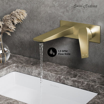 Swiss Madison Voltaire Single-Handle, Wall-Mount, Bathroom Faucet in Brushed Gold
