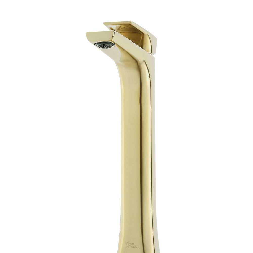 Swiss Madison Monaco Single Hole, Single-Handle, High Arc Bathroom Faucet in Brushed Gold