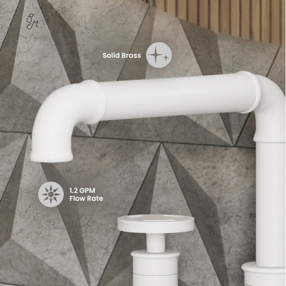 Swiss Madison Avallon 8 in. Widespread, 2-Handle Wheel, Bathroom Faucet in Matte White