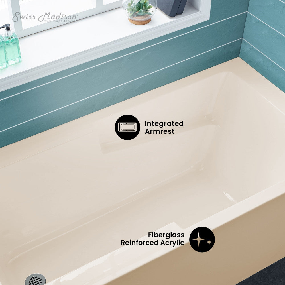 Swiss Madison Voltaire 60" x 30" Left-Hand Drain Alcove Bathtub with Apron in Bisque