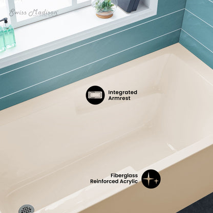 Swiss Madison Voltaire 60" x 30" Left-Hand Drain Alcove Bathtub with Apron in Bisque