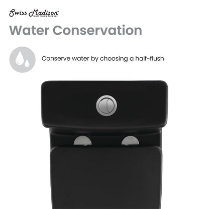 Swiss Madison Sublime II One-Piece 12" Rough-in 1.1/1.6 GPF Dual Top Flush Round Compact Toilet in Matte Black