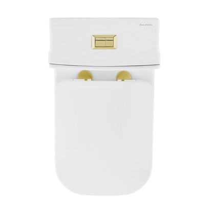 Swiss Madison Concorde One Piece Square Toilet Dual Flush, Brushed Gold Hardware 1.1/1.6 gpf