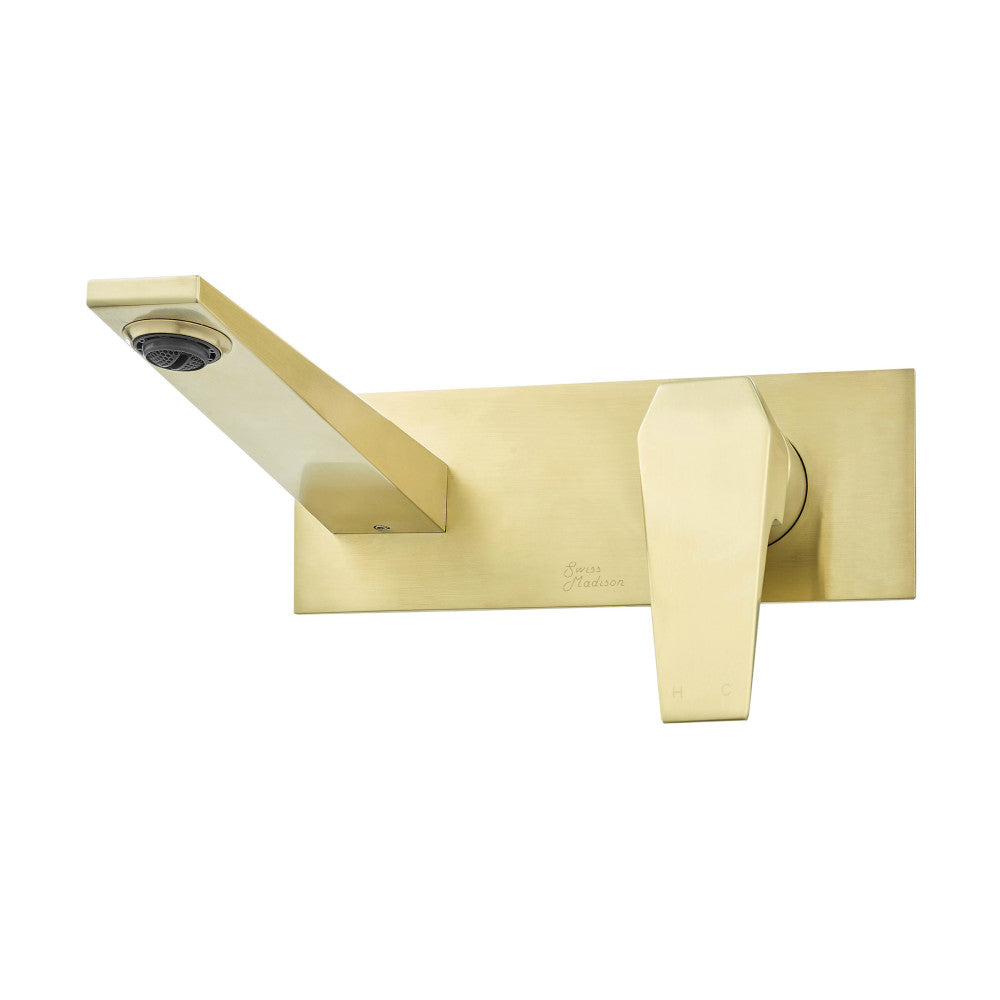 Swiss Madison Voltaire Single-Handle, Wall-Mount, Bathroom Faucet in Brushed Gold