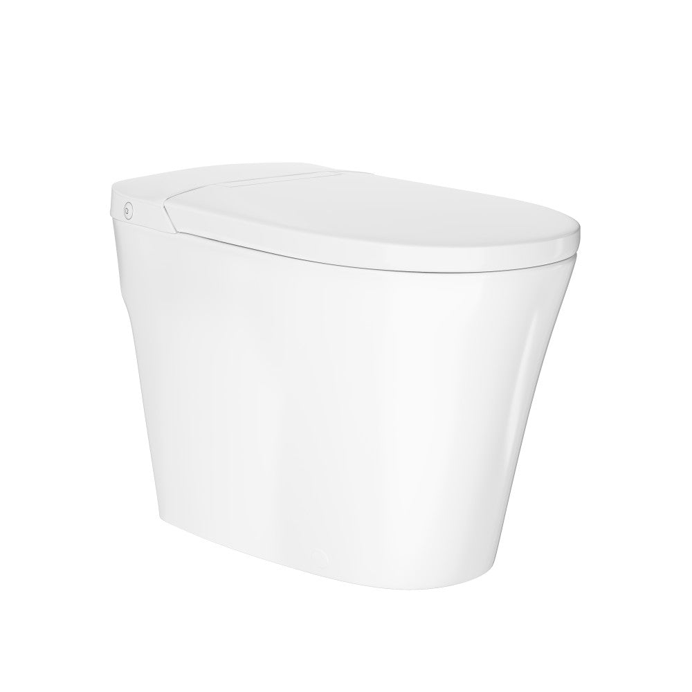 Swiss Madison Hugo H Power Flush Tankless Toilet 12" Rough-in 1.1 GPF Non-Electric ADA Toilet with Integrated Tank in Glossy White