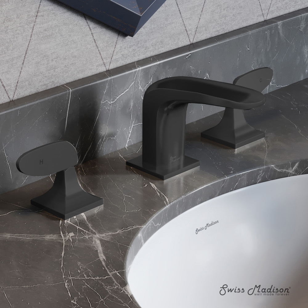 Swiss Madison Chateau 8 in. Widespread, 2-Handle, Bathroom Faucet in Matte Black