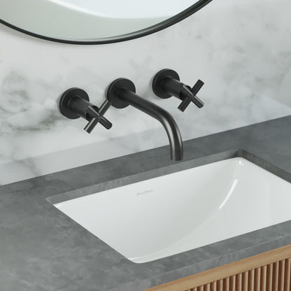 Swiss Madison Ivy 8 in. Widespread Double Cross-Handle Wall Mount Bathroom Faucet in Matte Black