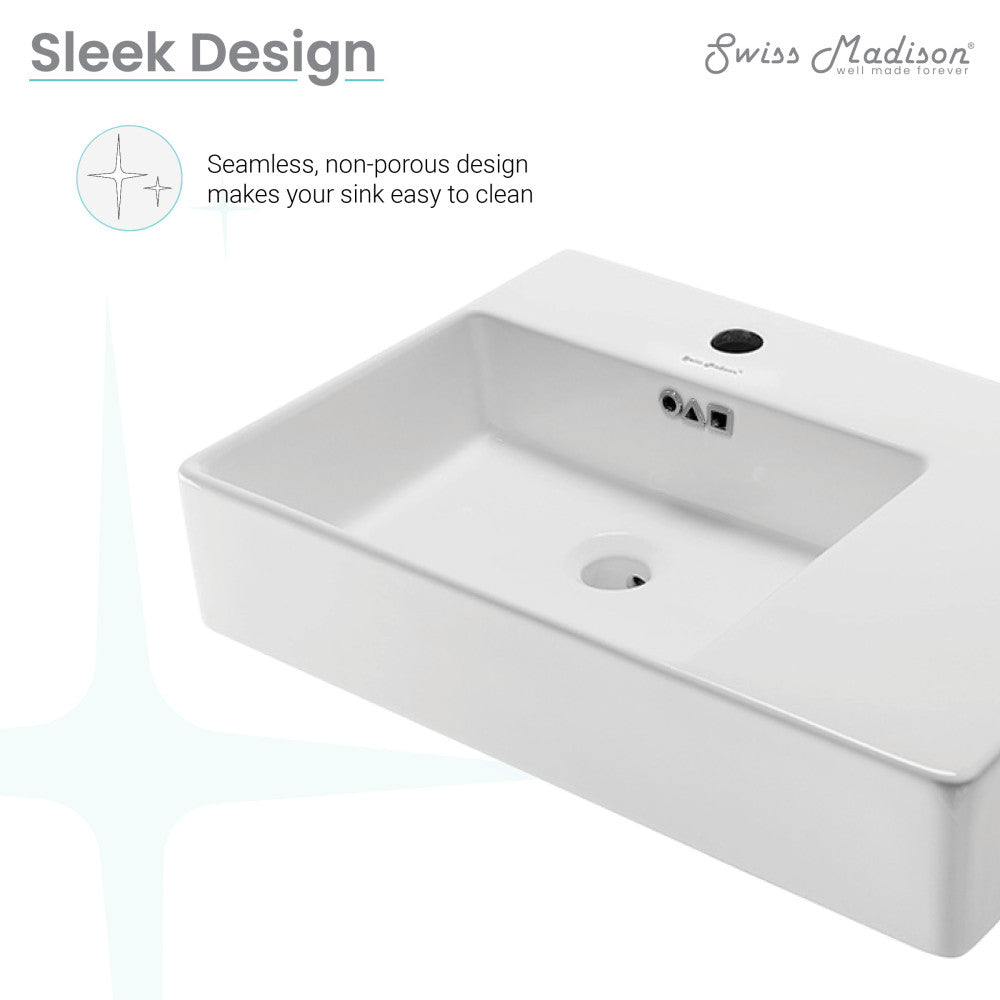Swiss Madison St. Tropez 24 x 18 Ceramic Wall Hung Sink with Left Side Faucet Mount