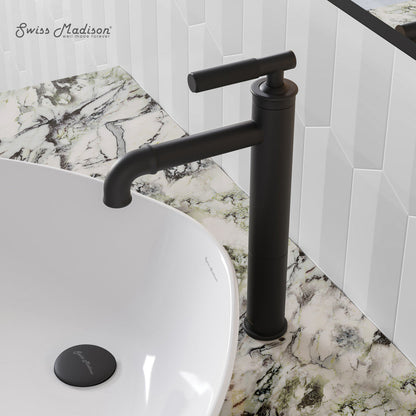 Swiss Madison Avallon Single Hole, Single-Handle Sleek, High Arc Bathroom Faucet in Matte Black