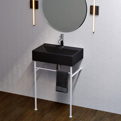 Swiss Madison Claire 24 Ceramic Console Sink Matte Black Basin Matte White Legs