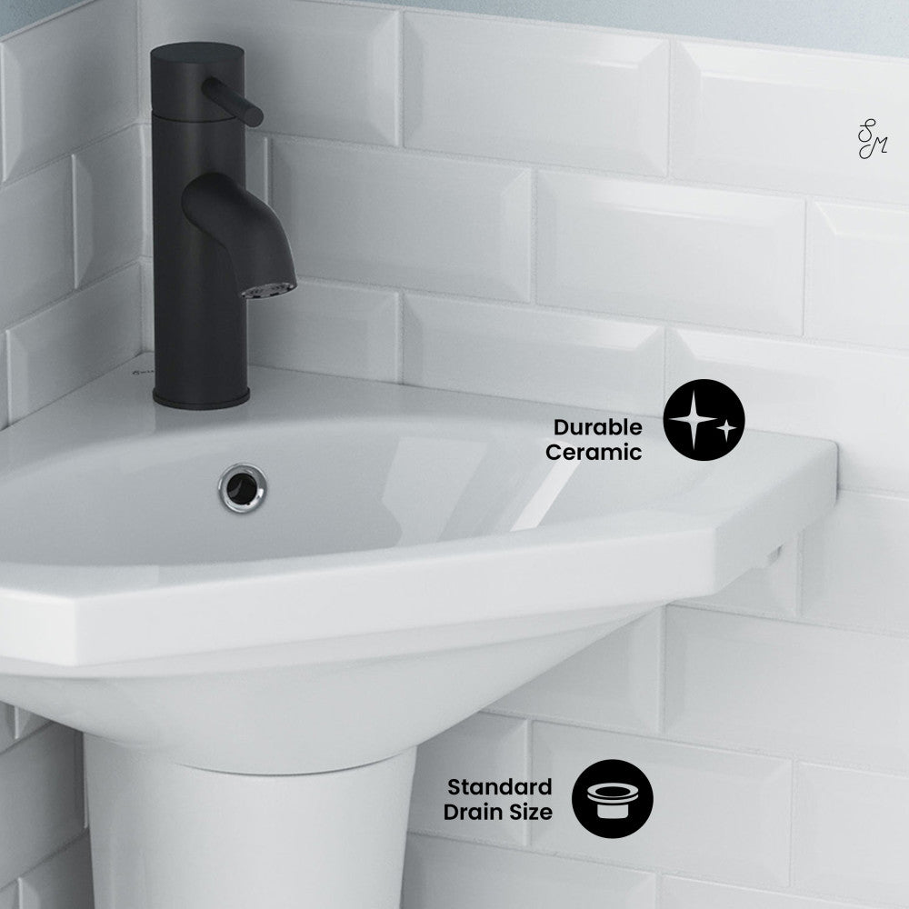 Swiss Madison St.Tropez Corner Two-Piece Pedestal Sink