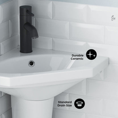 Swiss Madison St.Tropez Corner Two-Piece Pedestal Sink