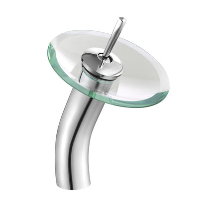 Swiss Madison Cascade 16.5 Glass Vessel Sink with Faucet, Clear