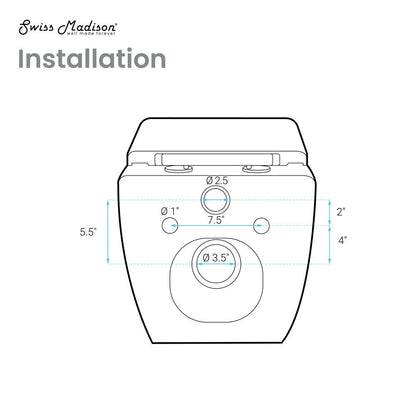 Swiss Madison Concorde Wall-Hung Toilet Bundle 0.8/1.6 GPF Dual Flush in Glossy White with Black Flush Plate