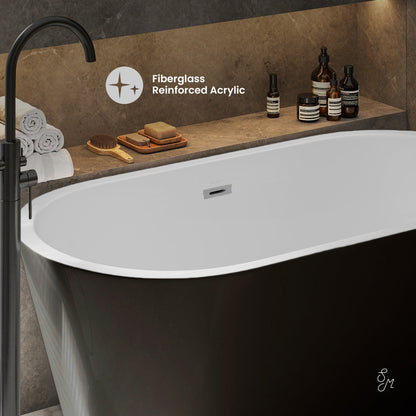 Swiss Madison Claire 60" Freestanding Bathtub Matte Black and Matte White