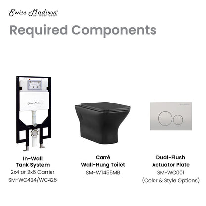 Swiss Madison Carre Wall-Hung Elongated Toilet Bowl in Matte Black