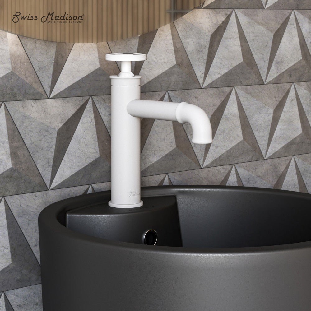 Swiss Madison Avallon Single Hole, Single-Handle Wheel, Bathroom Faucet in Matte White