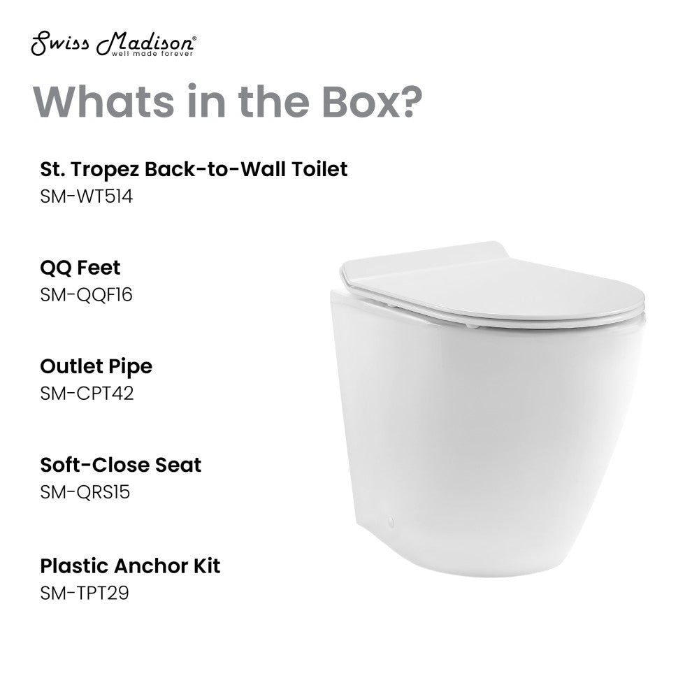Swiss Madison St. Tropez Back-to-Wall Elongated Toilet Bowl