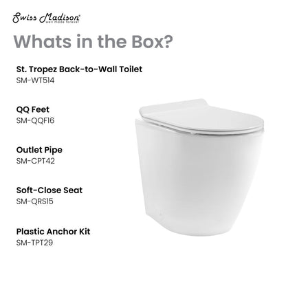 Swiss Madison St. Tropez Back-to-Wall Elongated Toilet Bowl