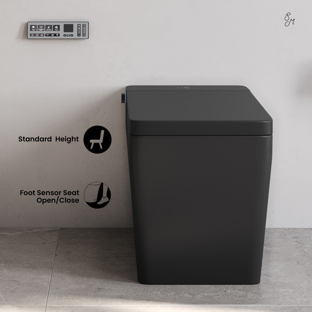 Swiss Madison Concorde One Piece Smart Toilet 1.28 GPF in Matte Black with Heated Bidet, Air Drying, Night Light, Foot Sensor